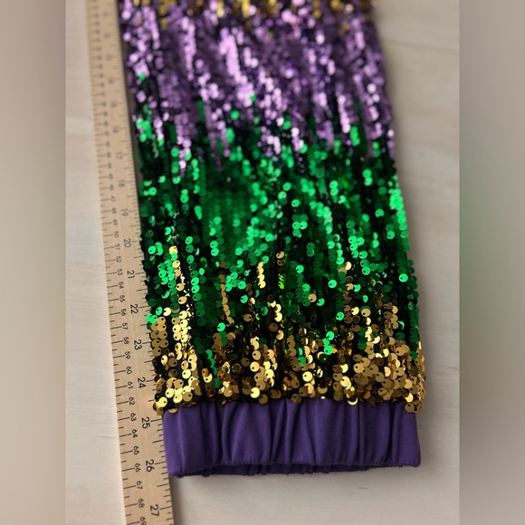 Bibi sequined joggers, Mardi Gras colors, purple, green and gold. Women’s large. - Picture 4 of 7